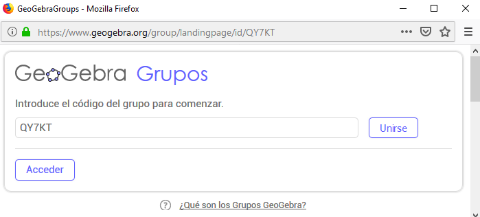 Example of GeoGebra Group <https://www.geogebra.org/group/landingpage/id/QY7KT>